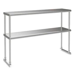 2-Tier 48" Overshelf for Prep & Worktable Stainless Steel Adjustable Lower Shelf - Picture 1 of 6