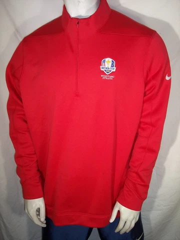 NEW Nike XL Red Poly 1/4 Zip Pullover Jacket Whistling Straits 2020 Ryder Cup Cover