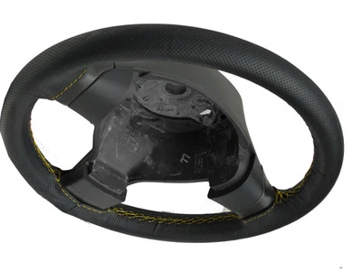 FOR BMW Z3 95-01 BLACK PERFORATED LEATHER STEERING WHEEL COVER YELLOW STITCHING - image 1 of 4