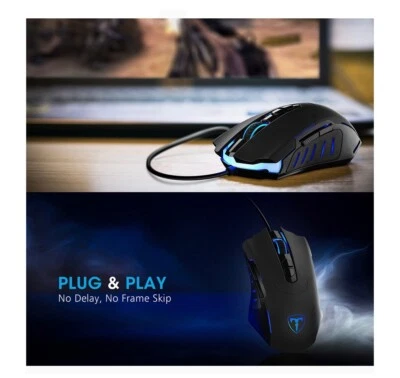 Gaming Mouse, Biijok Wired Ergonomic LED Mouse with Programmed Buttons - Image 1 of 4
