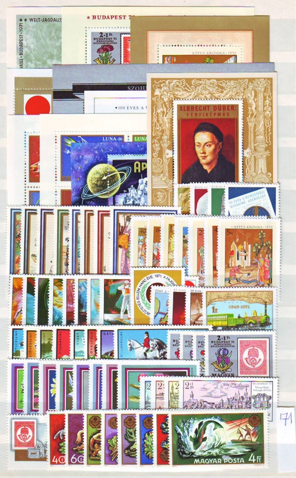 HUNGARY - 1971. Complete year set of 65 stamps and 10 s/s - MNH - Image 1 of 1