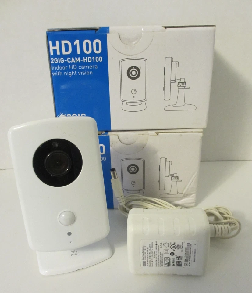 Three 2gig Indoor HD Night Vision 2GIG-CAM-HD100 Security Cameras - Image 1 of 1