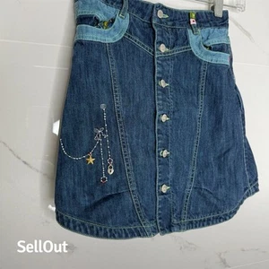 Oilily Girls Vintage Denim Skirt Size 8 Embroidered A-Line Casual - Picture 1 of 8