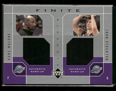 2002-03 UD Finite #KM/JS Karl Malone John Stockton Elements Dual Warm-Ups - Image 1 of 2