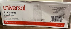 Universal 42100 #1 Square Flap 6" x 9" Catalog Envelopes - White (100/Box) New - Picture 1 of 5