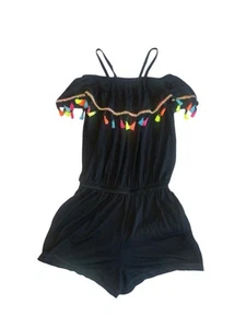 Random Hearts Girls Neon Tassel Off The Shoulder Romper Size 6x - Picture 1 of 3