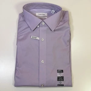Calvin Klein Men's Cotton Stretch Regular Fit Dress Shirt Lilac 15.5 32/33 $98 - Picture 1 of 6