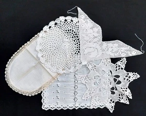 5 pcs - Various White/Off White/Crochet/Linen/Eyelet Doilies - Lot - Picture 1 of 6