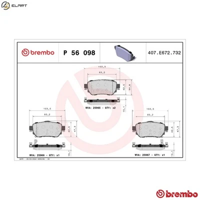 JUEGO PASTILLAS FRENO DISCO FRENO P 56 098 PARA RENAULT KADJAR KOLEOS/II/SUV NISSAN Foto 1 de 4