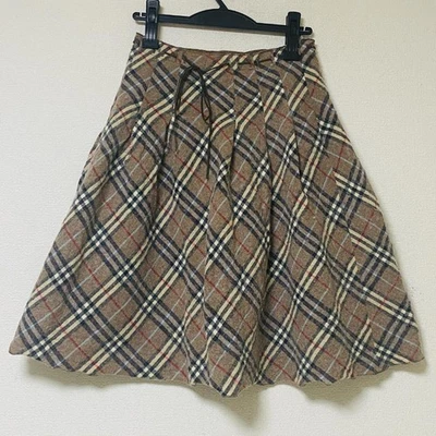 Falda acampanada de lana a cuadros Nova de Burberry Blue Label talla 36 con correa de cuero Foto 1 de 4