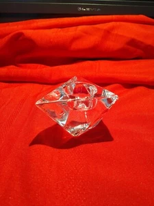 ORREFORS SWEDEN CRYSTAL TRIANGULAR VOTIVE TEALIGHT CANDLE HOLDER - Picture 1 of 12