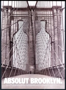 Absolut Brooklyn Bridge 1994 botella de vodka arte anuncio impreso vintage - Imagen 1 de 1