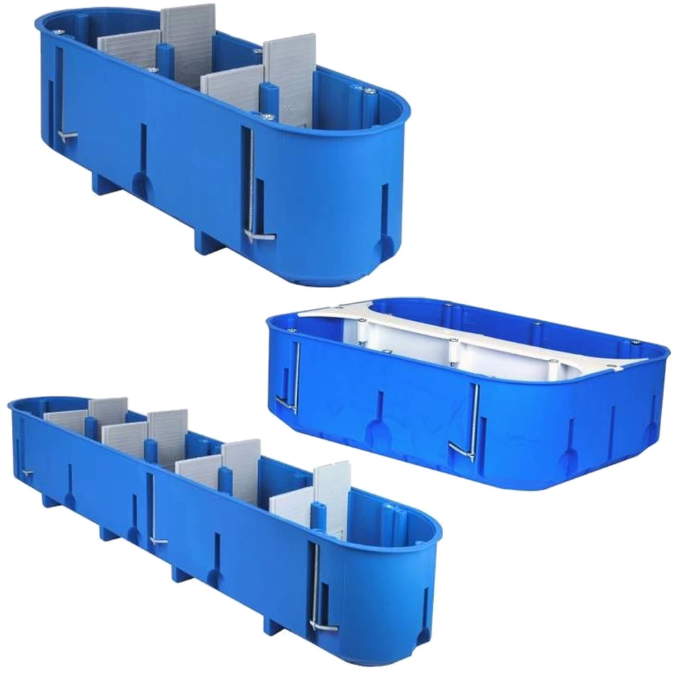 Schalterdosen Hohlwanddosen 3-fach 5-fach, 6-fach, Blau herausnehmbare Fächer