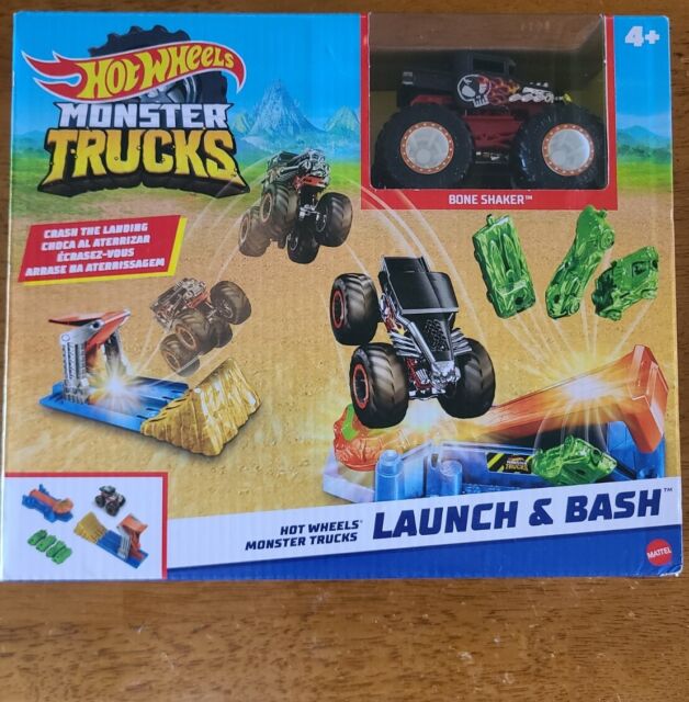  Hot Wheels Monster Trucks Arena Smashers Glow-in-The-Dark  Gunkster Playset with 1 Glow-in-The-Dark 1:64 Scale Gunkster Toy Truck & 2  Crushable Cars : Toys & Games