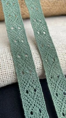 32 10/12 pies/3 4/12 pies Crochet Lace Cotton 0 5/8 pulgadas verde rifle no elástico LDN40 Foto 1 de 4