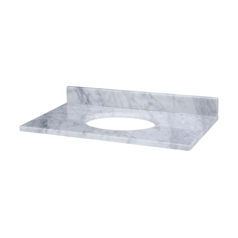 31 Inch Stone Top for Oval Undermount Sink-Carrara White Finish - Bathroom Cover