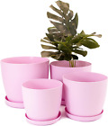 Pink Plant Pots Indoor Set of 4 Sizes 14/16/18/20Cm ? Plant Pot with Mat Sufrace