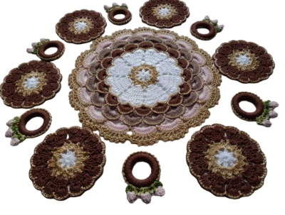 Conjunto de guardanapo de pano de malha premium para casa e jardim, rosa e marrom, origem na Ucrânia - Imagem 1 de 4