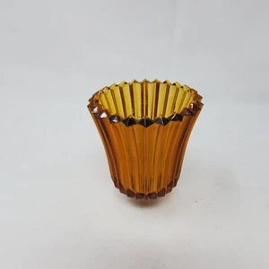 Homco Amber Ribbed Glass Peg Votive Cup Candle Holder VTG - Picture 1 of 14