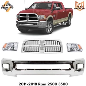 Front Bumper Face Bar Chrome & Grille Assembly Kit For 2011-2018 Ram 2500 3500 - Picture 1 of 7