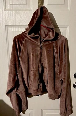 Chaqueta con Capucha Victoria's Secret On Point Terciopelo Talla XXL Cremallera Estrás Marrón Foto 1 de 4