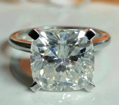 Anillo de diamantes blancos naturales certificados de 5,1 quilates VS1 para boda de plata de ley 925 Foto 1 de 4