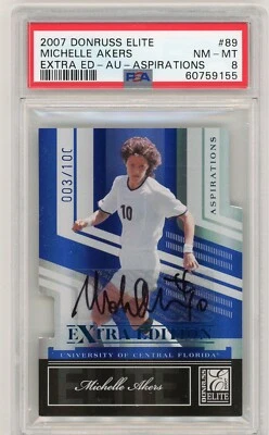 2007 DONRUSS ELITE EXTRA EDITION MICHELLE AKERS AUTO USA PSA 8 WOMENS WORLD CUP  - Image 1 of 2