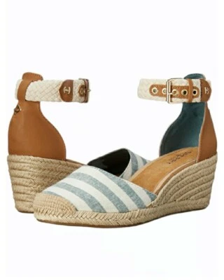 Alpargata Sperry Top-Sider Valencia cuña lona azul rayas para mujer 8M nueva sin caja Foto 1 de 4