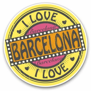 2 x naklejki winylowe 20cm - I Love Barcelona Hiszpania Znaczek podróżny Fajny prezent #5704 - Zdjęcie 1 z 9