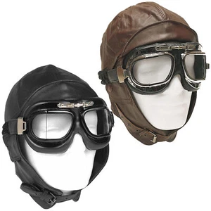 Aviatore Cappuccio IN Pelle S-XXL Cabrio Cap Cabriohaube Cappa Pilota Nero O - Bild 1 von 3