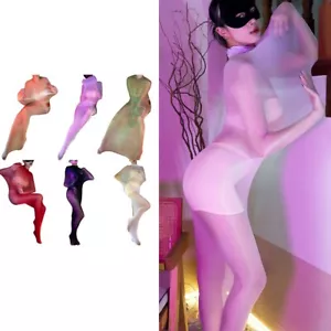 Sexy durchsichtiger Damen-Overall durchsichtig glänzend Bodystockings Dessous Nachtwäsche - Bild 1 von 55