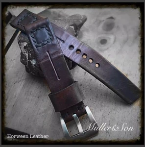 Müller&Sohn echt Horween Leder 22 mm braun Uhrenarmband Custom Made in USA - Bild 1 von 11