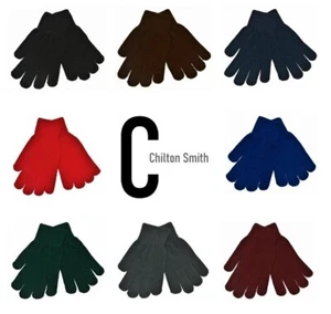 Girls Boys Kids Children Knitted Acrylic Stretch Gloves in School Colours  - Picture 1 of 9