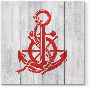 Servilletas de almuerzo de papel ancla roja 40 piezas 13""x13"" náuticas vela oceánica decoración - Imagen 1 de 1