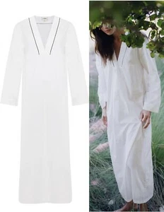 COLECCIÓN CAMPO Talla S Luca Algodón Orgánico Caftán en Blanco Leche TOTALMENTE NUEVO - Imagen 1 de 5