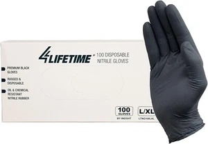 Nitrile Disposable Industrial Black Disposable Gloves 4 mil Thick (Box of 100) - Picture 1 of 6