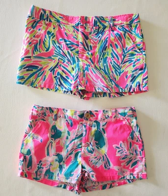 Лот 2 Lilly Pulitzer розовый шорты хлопок размеров девочек 12 и 14 VEUC - Изображение 1 из 4