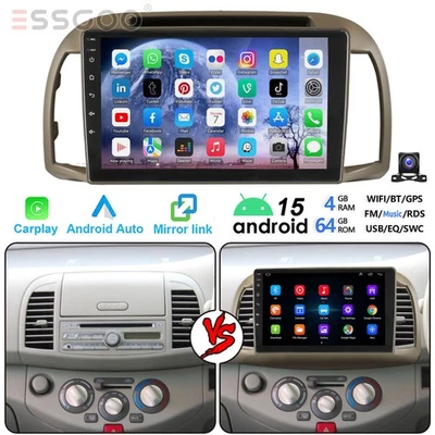 4+64G Für NISSAN MICRA 3 K12 2002-2009 Autoradio Android15 Carplay Navi WiFi Kam - Bild 1 von 4