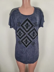 Vocal Medium Kurzarm T-Shirt Glam Rock Strass verziert Boho Festival - Bild 1 von 10