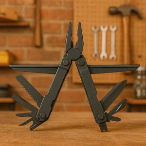 SOG PowerLock EOD Black Oxide Multitool with Nylon Sheath – 18 Tools in One - Picture 1 of 7