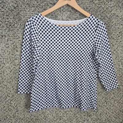 Camiseta Talbots Top Mujer SP Petite Pequeña Azul Guinga Cuello Redondo Informal Damas Foto 1 de 4