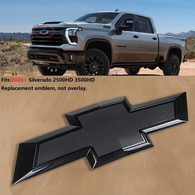 Emblema de pajarita de rejilla 2020+ para Chevrolet Silverado 2500HD 3500HD negro brillante Foto 1 de 4