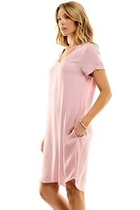 Rayon Pink Pullover Dress tunic With Pockets women By Ci Sono S,M, L - Picture 1 of 3