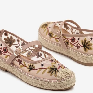 Mary Jane Damen-Flats Espadrilles gewebte Laufsohle Netz rosa Boho Größe 8 - Bild 1 von 6