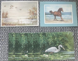 Vtg Red Farm Studio 11 Blank Note Cards Blue Heron Wild Ducks Beach Run Horse - Picture 1 of 10