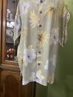 Tommy Bahama S 100% Silk Camp Shirt Short Sleeve  Moss Green Floral/Palm Tree