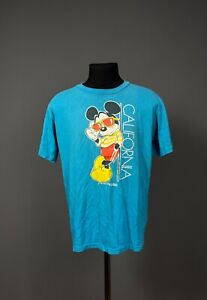 VTG Mickey Mouse California Blue Velva Sheen T Shirt 80s 90s Single Stitch Sz L