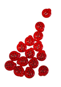 Favorite Findings #1489 Little Ladies (14 BUTTONS) Ladybug Red - Picture 1 of 4