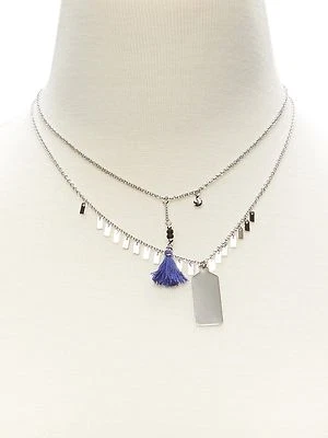 Banana Republic Blue Feather Drop Tassel Necklace NWT $49.50  - Image 1 of 4