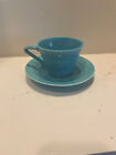 Homer Laughlin Harlequin Tea Cup & Saucer Turquoise Blue 1x, MCM Vintage